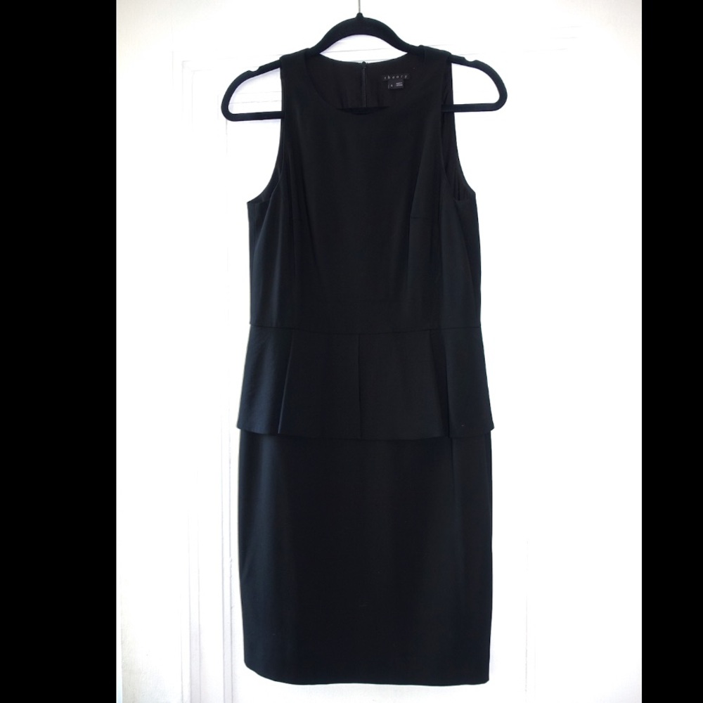 Theory Peplum Shift Black Dress